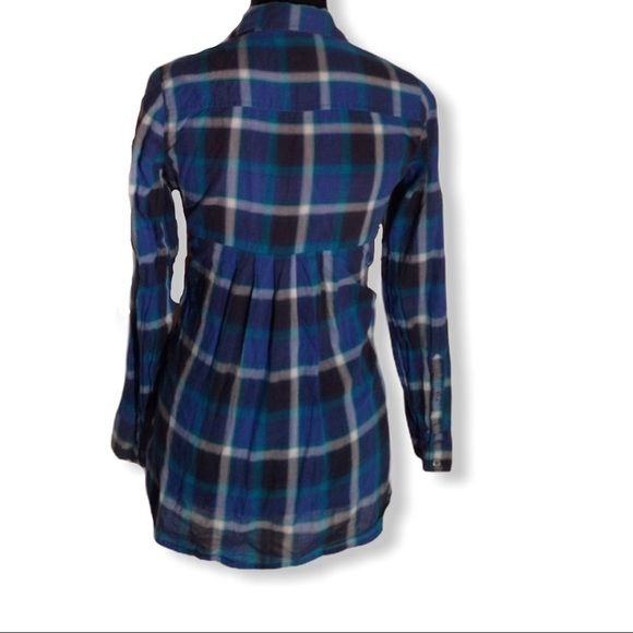 New York & Company XS Blue Green Purple Plaid Top - Picture 4 of 4